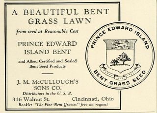 1930 Ad Prince Edward Island Bent Grass Seed J M Mcculloughs Sons
