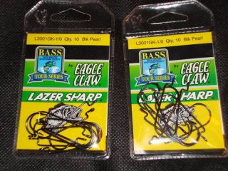Fish Hooks Eagle Claw BASS Tour Series Lazer Sharp 1 0 Offset Total 20