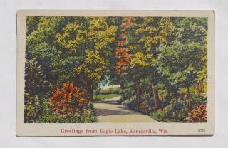 1945 Country Road Greetings from Eagle Lake Kansasville Wi Racine Co