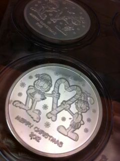 2012 Garfield Christmas one troy ounce silver round coins great