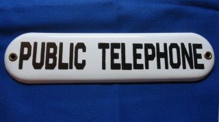 Vintage Porcelain Public Telephone Sign Excellent Condition