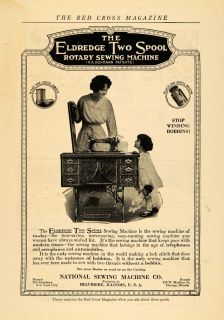 1918 Ad Eldredge 2 Spool Rotary Sewing Machine Mother Original