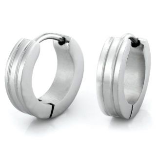 New Unique Stainless Steel Hoop Earrings for Men Silver Jewelry