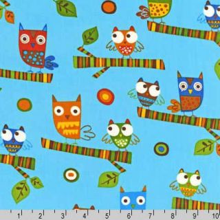 ON A WHIM 2 Cute Owl Earth Amy Schimler Fabric
