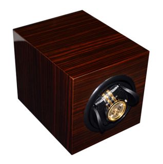 Single Ebony Lacquer Wood Watch Winder Storage Box Automatic Rotation