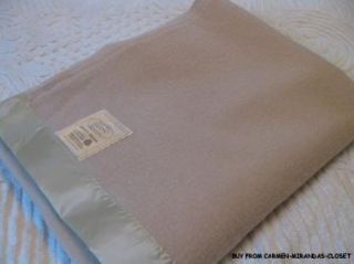 Vtg Blanket Pure Wool Eaton Ecru European Collection