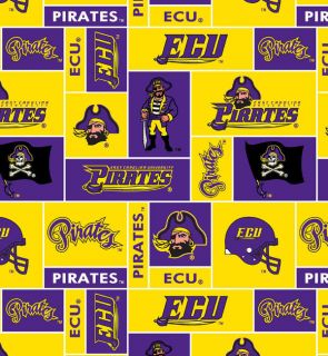 College East Carolina University Pirates Pirate Fleece Fabric Print #