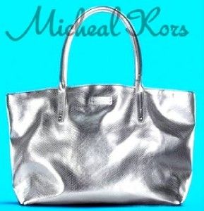 Michael Kors Signature Weekender Python Silver Tote Bag Free Same Day