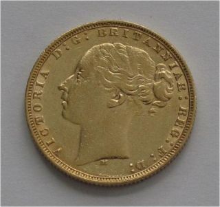 England Gold Coin Sovereign Victoria 1874 XF Melburne