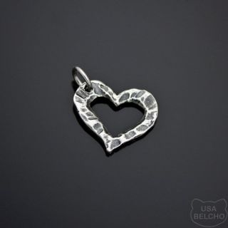 925 Sterling Silver Hammered Heart Charm Pendant Belcho USA 144