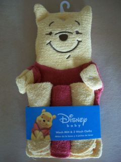 Disney Baby Winnie The Pooh Wash Mitt & Three Wash Cloth Set, NEW IN