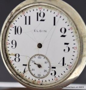 1913 Elgin 16S Pocket Watch Seven Jewels Silverode Open Face Case USA