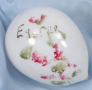 Antique Blown Glass Easter Egg Hand Painted with Fuschia Flowers