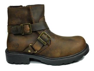 Skechers New Cinder Twist Dark Brown Leather Ankle Boots 60477 CDB Men