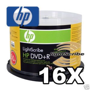 100 HP 16x DVD R Light Scribe Blank Media in Cake Box V1 2 DVDR