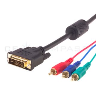 6FT 1.8M DVI I Male To 3 RCA Component RGB Video Adapter Cable
