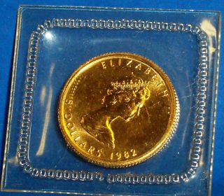  1982 Gold Coin Elizabeth 2 Canada Maple Leaf 1 /10 oz. .9999 Fine Gold