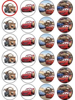 24 x Cars Mater McQueen Edible Rice Paper Cake Toppers