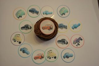15 30 Cut Edible White Rice Wafer Paper Disney Cars Cup Cake Toppers