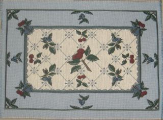Sally E Roberts Cherries Jacquard Woven Tapestry Fabric Panels Set of