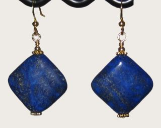 Lapis Lazuli Diamond Gold Simply Elegant Earrings