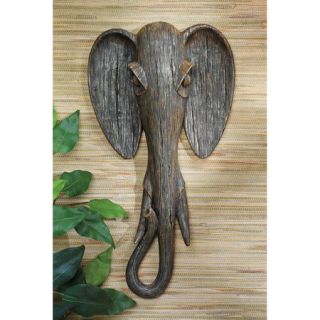 African Savannah Elongated Elephant Wall Mask Sculpture