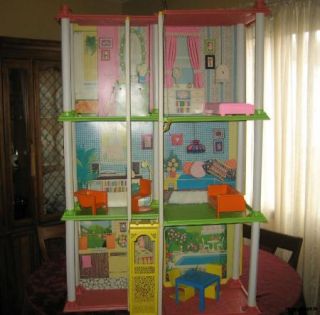 Vintage 1973 Barbie Townhouse with Working Elevator & Furniture