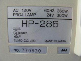Used Elmo HP 285s Portable Briefcase Overhead Projector