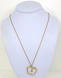 Tiffany Co Elsa Peretti 18K Gold Large Apple Pendant with 30 Chain