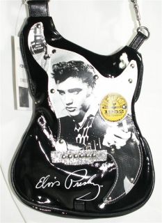 Elvis Presley Small Black Guitar Shaped Purse Handbag Shoulder Bag