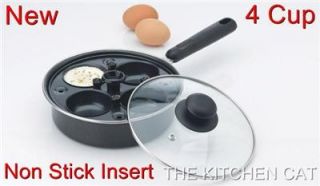 cup egg poacher pan non stick steamer insert poached