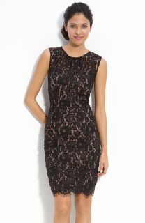 New Eliza J Ruched Lace Sheath Dress Gown Size 8 Black