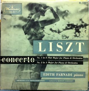 Westminster WL 5168 Edith Farnadi Liszt Piano Concerto No 1 2 LP Mint
