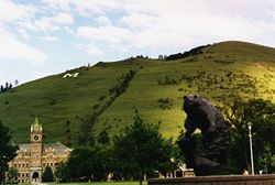 picture of the university of montana campus showing mount sentinel