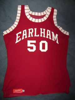 RARE Vintage 1970s Earlham College Basketball Jersey 50 Rawlings No