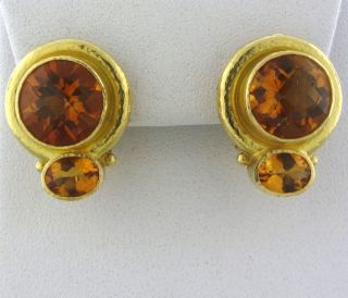 Elizabeth Locke 18K Yellow Gold Citrine Earrings