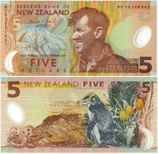 NEW ZEALAND 5 DOLLARS UNC P 185 POLYMER Sir Edmund Hillary 2006