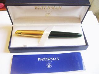Edson Waterman Green Emerald Body Fountain Pen Box Papers