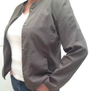 Eileen Fisher s Brown Snap Jacket Cotton Spandex