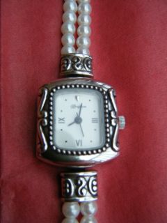 BRIGHTON ADJUSTABLE EMPORIA FAUX PEARL TOGGLE WATCH with TIN