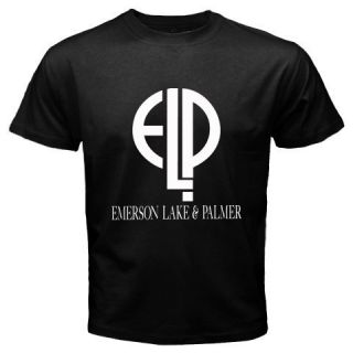 New ELP Emerson Lake Palmer Band Logo Music Album Mens Black T Shirt