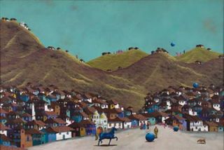  Listed Modern Ecuador Gonzalo Endara Crow Oil Painting Impressionist