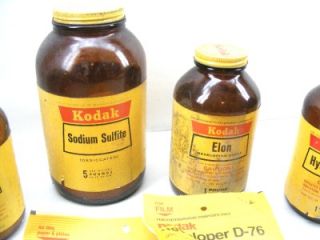  KODAK DEVELOPER CHEMICAL BOTTLES FULL ELON HYDROQUINONE BORAX SODIUM S