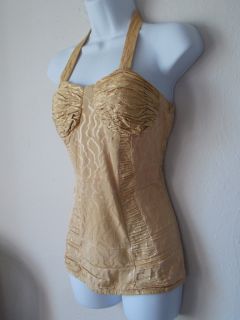 Vintage 1940s 1950s Gold Pinup Glamour Swimsuit Coronado Even The Fish