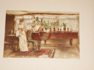 1892 Edwin A Abbey Lithograph Two Sisters Two Girls at The Piano