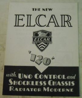  Elcar 1929 Model 120 Sales Brochure Reprint