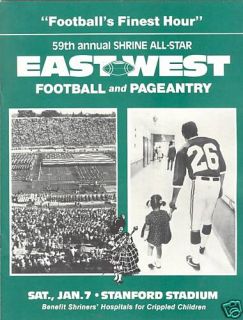 1984 East West All Star College NCAA Football Program