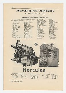 1928 Hercules Motors Corp Engines Power Units Print Ad
