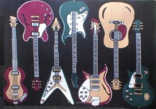 New 6x8 ft Area Rug with Electric Guitar Designs 2280