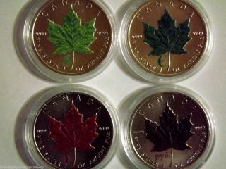 2012 Canada 4x5 Dollars Maple Leaf 4 Seasons 4oz Silver Color Only 5